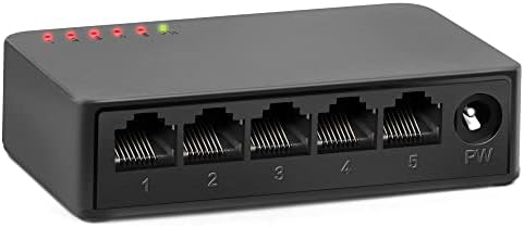 מתג Ethernet TEROW, 5 מתג רשת לא מנוהל על ידי Gigabit, מתג נייד | PLUG & PLAY | דיור ללא מעריצים, שחור